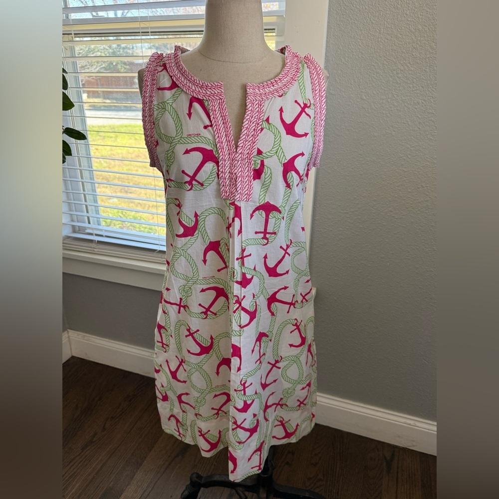 Gretchen Scott Designs Anchors Away Sleeveless Dress Size Small